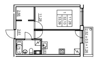 1 ккв № 183 Корп.: 6 , Секция 4  в ЖК Панорама Юкки