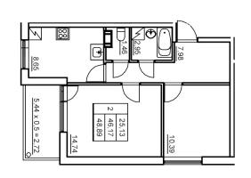 2 ккв № 330 Корп.: 6 , Секция 6  в ЖК Панорама Юкки