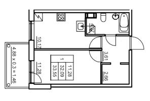 1 ккв № 257 Корп.: 6 , Секция 5  в ЖК Панорама Юкки