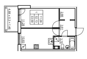 1 ккв № 331 Корп.: 6 , Секция 6  в ЖК Панорама Юкки
