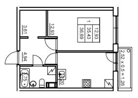 1 ккв № 113 Корп.: 6 , Секция 3  в ЖК Панорама Юкки
