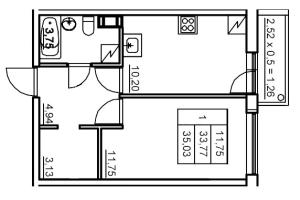 1 ккв № 326 Корп.: 6 , Секция 6  в ЖК Панорама Юкки