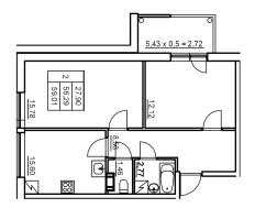 2 ккв № 110 Корп.: 6 , Секция 3  в ЖК Панорама Юкки