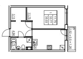 1 ккв № 185 Корп.: 6 , Секция 4  в ЖК Панорама Юкки