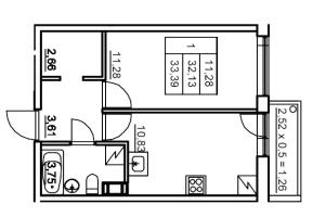 1 ккв № 325 Корп.: 6 , Секция 6  в ЖК Панорама Юкки