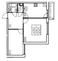 2 ккв № 186 Корп.: 6 , Секция 4  в ЖК Панорама Юкки