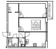 2 ккв № 259 Корп.: 6 , Секция 5  в ЖК Панорама Юкки