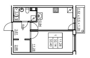1 ккв № 114 Корп.: 6 , Секция 3  в ЖК Панорама Юкки
