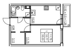 1 ккв № 112 Корп.: 6 , Секция 3  в ЖК Панорама Юкки