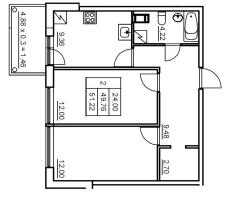 2 ккв № 265 Корп.: 6 , Секция 5  в ЖК Панорама Юкки