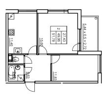 2 ккв № 59 Корп.: 6 , Секция 2  в ЖК Панорама Юкки