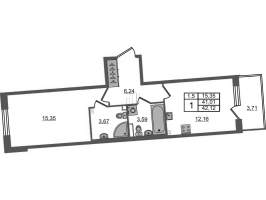 1 ккв № 63 Корп.: 4 , Секция 2  в ЖК Парадный ансамбль