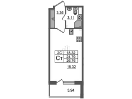 Студия № 27 Корп.: 6.5 , Секция 1  в ЖК Парадный ансамбль