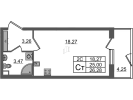 Студия № 292 Корп.: 7.13 , Секция 5  в ЖК Парадный ансамбль