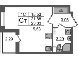 Студия № 155 Корп.: 6.6 , Секция 3  в ЖК Парадный ансамбль