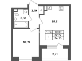 2 ккв (Евро) № 116 Корп.: 8.3 , Секция 3  в ЖК Парадный ансамбль