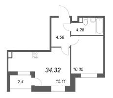 2 ккв (Евро) № 350 Корп.: 5 , Секция 3.2  в ЖК Парадный ансамбль