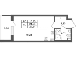 Студия № 166 Корп.: 8.3 , Секция 3  в ЖК Парадный ансамбль