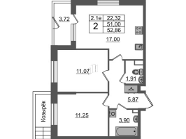 3 ккв (Евро) № 9 Корп.: 6.7 , Секция 1  в ЖК Парадный ансамбль