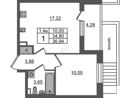 2 ккв (Евро) № 122 Корп.: 7.12 , Секция 3  в ЖК Парадный ансамбль