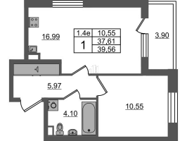 2 ккв (Евро) № 3 Корп.: 7.7 , Секция 1  в ЖК Парадный ансамбль