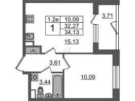 2 ккв (Евро) № 11 Корп.: 6.7 , Секция 1  в ЖК Парадный ансамбль