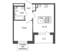 2 ккв (Евро) № 126 Корп.: 8.2 , Секция 3  в ЖК Парадный ансамбль