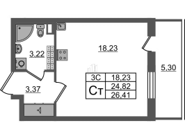 Студия № 111 Корп.: 7.12 , Секция 2  в ЖК Парадный ансамбль
