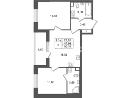 3 ккв (Евро) № 593 Корп.: 8.1 , Секция 1.11  в ЖК Парадный ансамбль