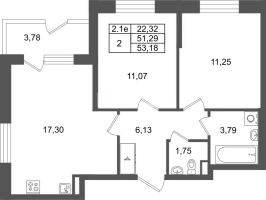 3 ккв (Евро) № 326 Корп.: 8.6 , Секция 1.7  в ЖК Парадный ансамбль