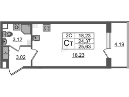 Студия № 379 Корп.: 6.1 , Секция 7  в ЖК Парадный ансамбль