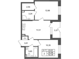2 ккв № 217 Корп.: 8.6 , Секция 1.5  в ЖК Парадный ансамбль