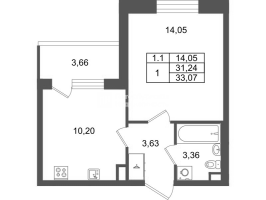 1 ккв № 9 Корп.: 8.3 , Секция 1  в ЖК Парадный ансамбль