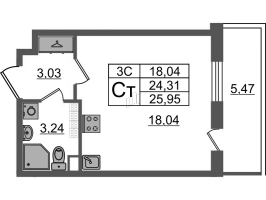 Студия № 49 Корп.: 6.7 , Секция 1  в ЖК Парадный ансамбль
