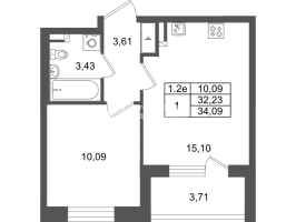 2 ккв (Евро) № 18 Корп.: 8.3 , Секция 1  в ЖК Парадный ансамбль