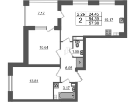 3 ккв (Евро) № 202 Корп.: 7.13 , Секция 3  в ЖК Парадный ансамбль
