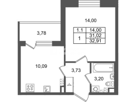 1 ккв № 819 Корп.: 8.1 , Секция 2.3  в ЖК Парадный ансамбль