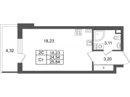 Студия № 167 Корп.: 8.3 , Секция 3  в ЖК Парадный ансамбль