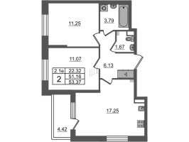 3 ккв (Евро) № 372 Корп.: 7.13 , Секция 6  в ЖК Парадный ансамбль