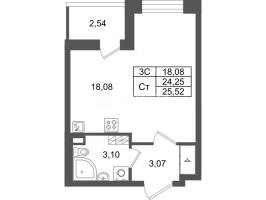 Студия № 47 Корп.: 8.3 , Секция 1  в ЖК Парадный ансамбль