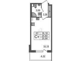 Студия № 73 Корп.: 7.13 , Секция 1  в ЖК Парадный ансамбль