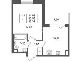 1 ккв № 64 Корп.: 8.6 , Секция 1.2  в ЖК Парадный ансамбль