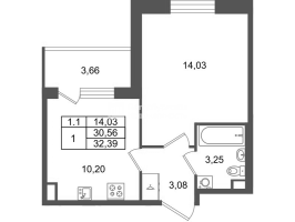 1 ккв № 149 Корп.: 8.1 , Секция 1.4  в ЖК Парадный ансамбль