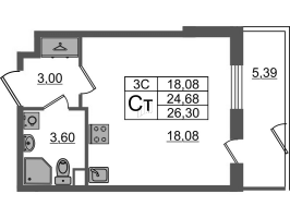 Студия № 85 Корп.: 6.5 , Секция 2  в ЖК Парадный ансамбль
