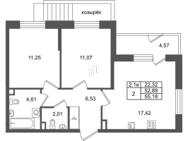 3 ккв (Евро) № 1 Корп.: 8.5 , Секция 1  в ЖК Парадный ансамбль