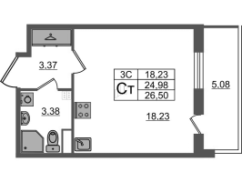 Студия № 84 Корп.: 6.6 , Секция 2  в ЖК Парадный ансамбль