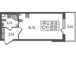 Студия № 145 Корп.: 7.12 , Секция 3  в ЖК Парадный ансамбль