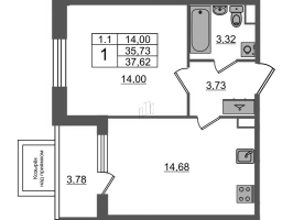 1 ккв № 79 Корп.: 6.6 , Секция 2  в ЖК Парадный ансамбль