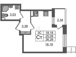 Студия № 10 Корп.: 6.5 , Секция 1  в ЖК Парадный ансамбль