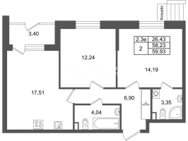 3 ккв (Евро) № 612 Корп.: 8.1 , Секция 1.12  в ЖК Парадный ансамбль